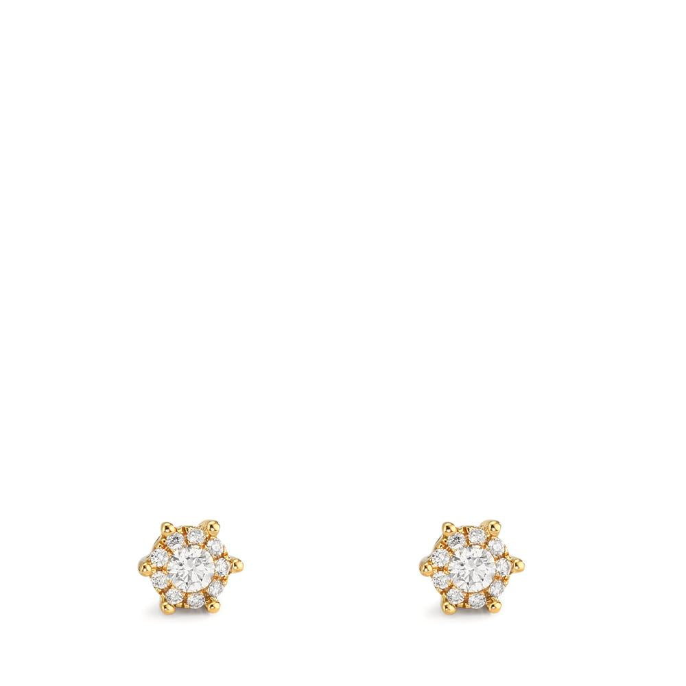 Orecchini a bottone Oro giallo 750/18 carati Diamante 0.17 ct, 2 pietra, w-si Ø4.5 mm