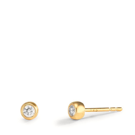 Orecchini a bottone Oro giallo 750/18 carati Diamante 0.10 ct, 2 pietra, w-si Ø3.5 mm