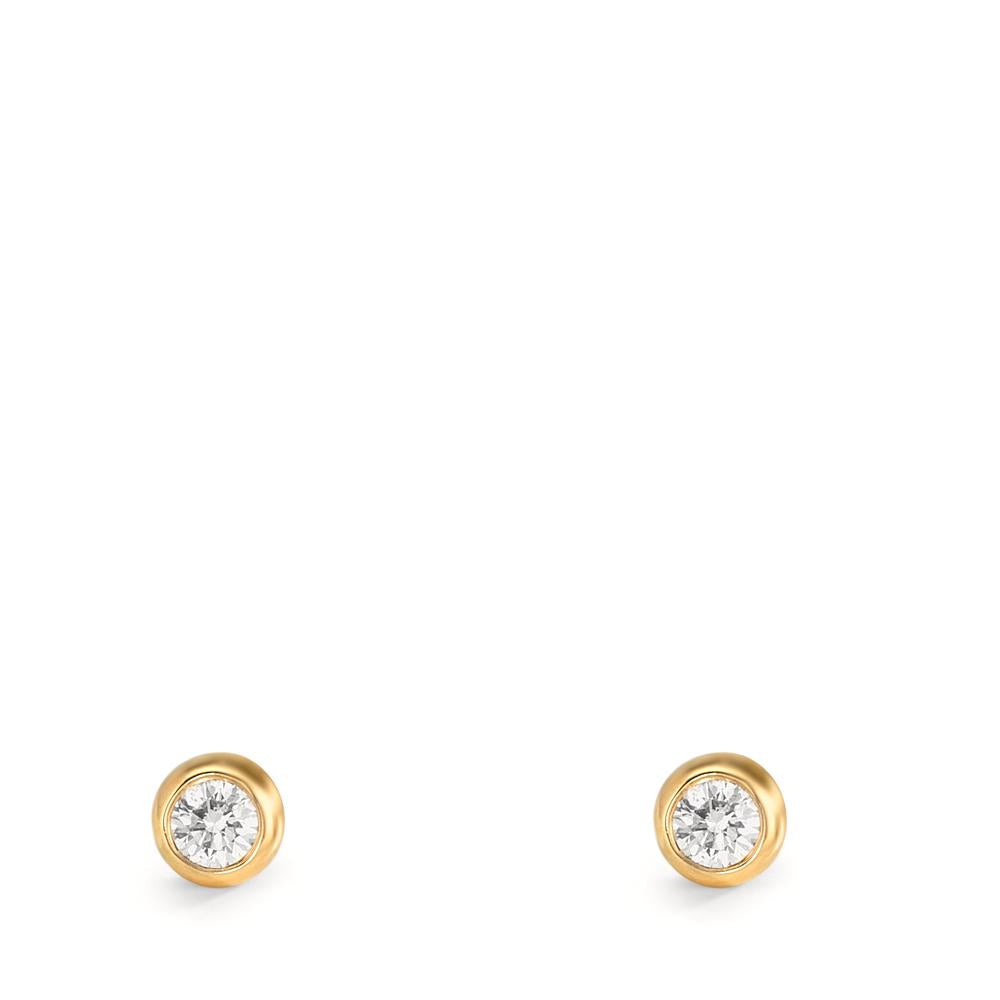 Orecchini a bottone Oro giallo 750/18 carati Diamante 0.10 ct, 2 pietra, w-si Ø3.5 mm
