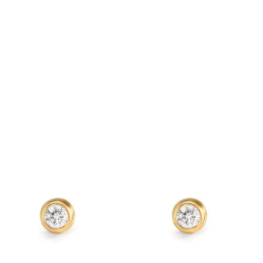 Orecchini a bottone Oro giallo 750/18 carati Diamante 0.10 ct, 2 pietra, w-si Ø3.5 mm