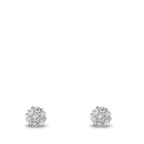 Orecchini a bottone Oro bianco 750/18 carati Diamante 0.112 ct, 14 pietra, w-si Ø4 mm