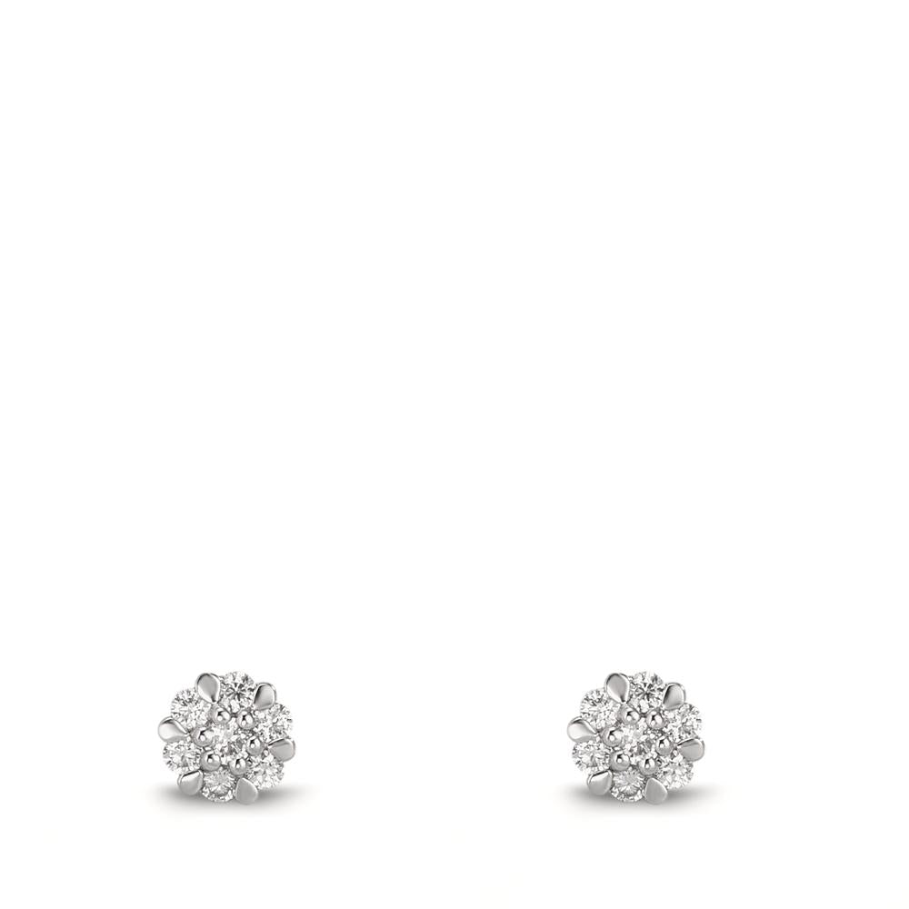 Orecchini a bottone Oro bianco 750/18 carati Diamante 0.112 ct, 14 pietra, w-si Ø4 mm