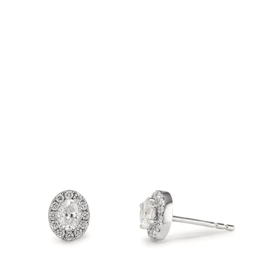 Orecchini a bottone Oro bianco 750/18 carati Diamante 0.58 ct, w-si