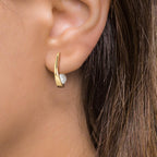 Orecchini circolari Oro giallo 750/18 carati Perla coltivata d'acqua dolce, 2 Perla 6-6.5 mm
