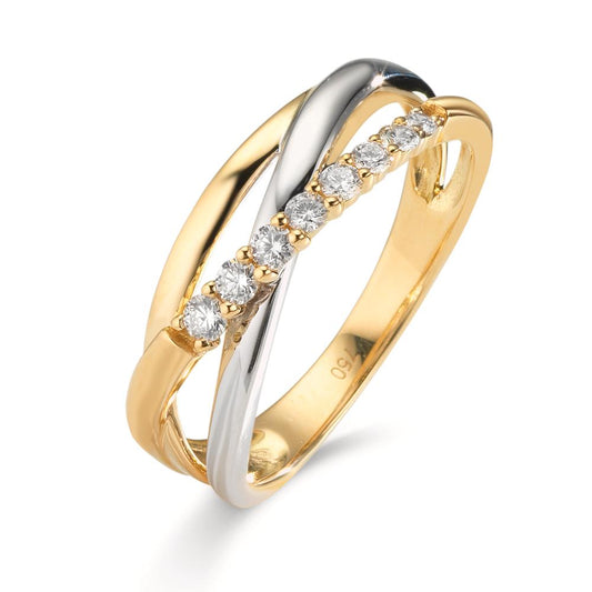 Anello Oro giallo 750/18 carati, Oro bianco 750/18 carati Diamante 0.19 ct, 8 pietra, w-si