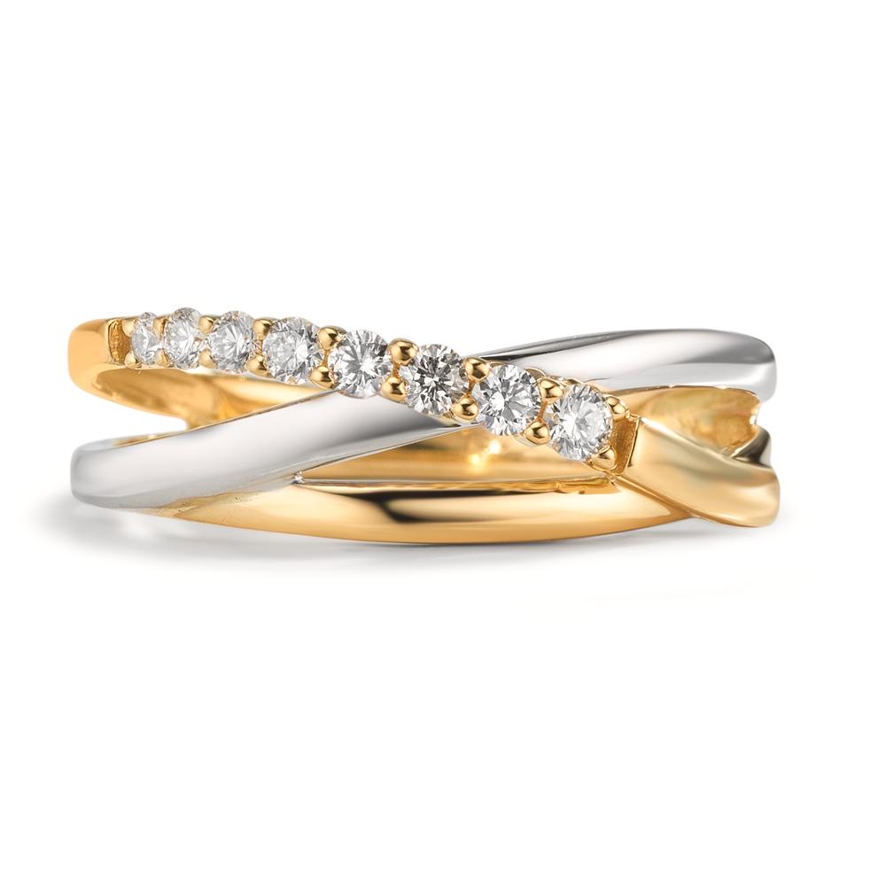 Anello Oro giallo 750/18 carati, Oro bianco 750/18 carati Diamante 0.19 ct, 8 pietra, w-si