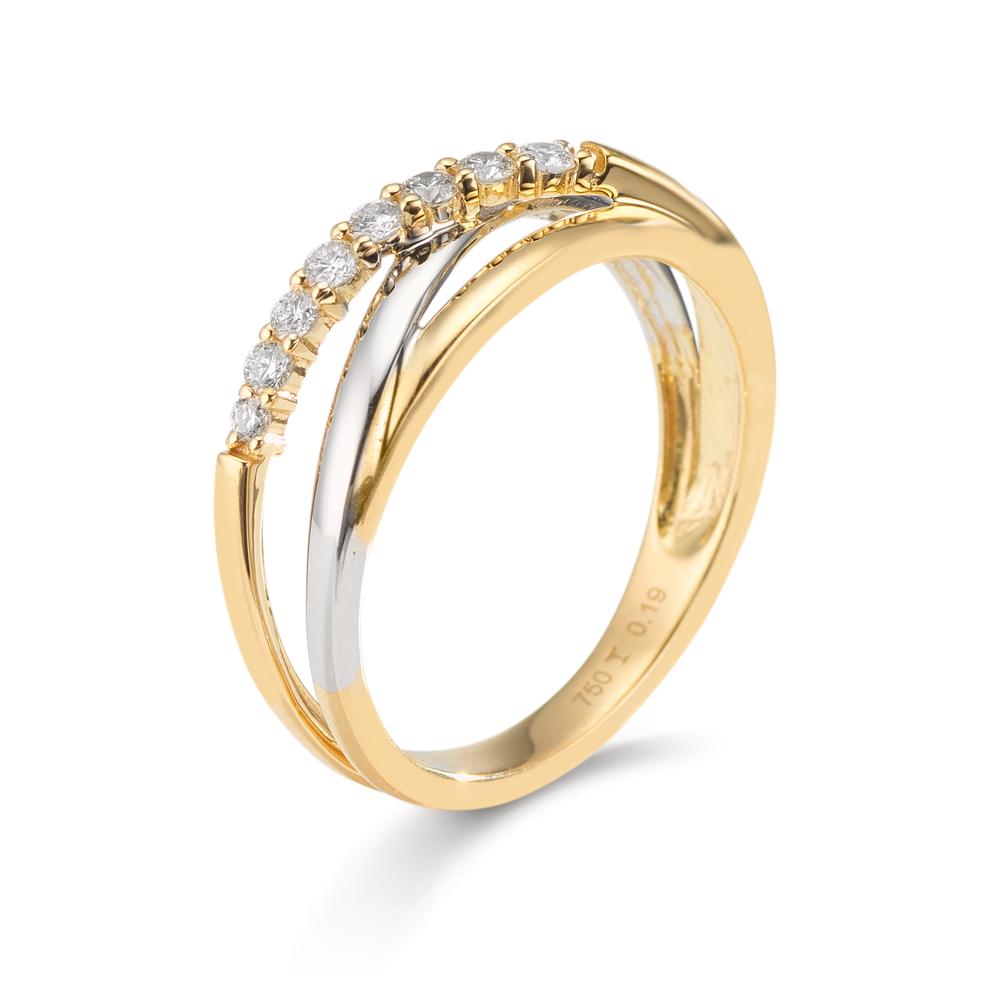 Anello Oro giallo 750/18 carati, Oro bianco 750/18 carati Diamante 0.19 ct, 8 pietra, w-si