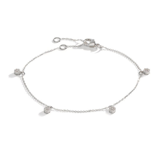 Bracciale Oro bianco 750/18 carati Diamante 0.24 ct, 28 pietra, w-si 16-19 cm