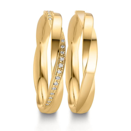 Anello del partner Oro giallo 750/18 carati Diamante 0.12 ct, 39 pietra, w-vsi