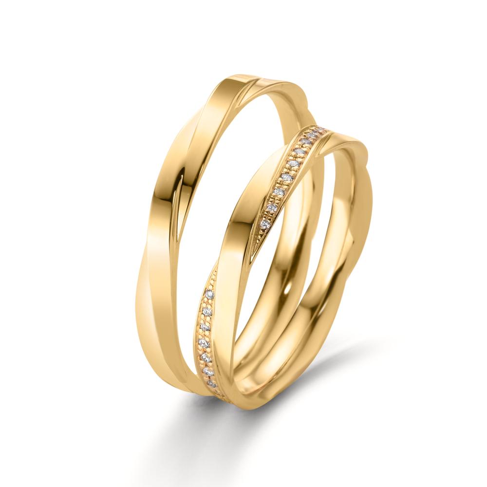 Anello del partner Oro giallo 750/18 carati Diamante 0.12 ct, 39 pietra, w-vsi