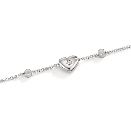 Bracciale Oro bianco 750/18 carati Zirconia 2 pietra Cuore 17-19 cm