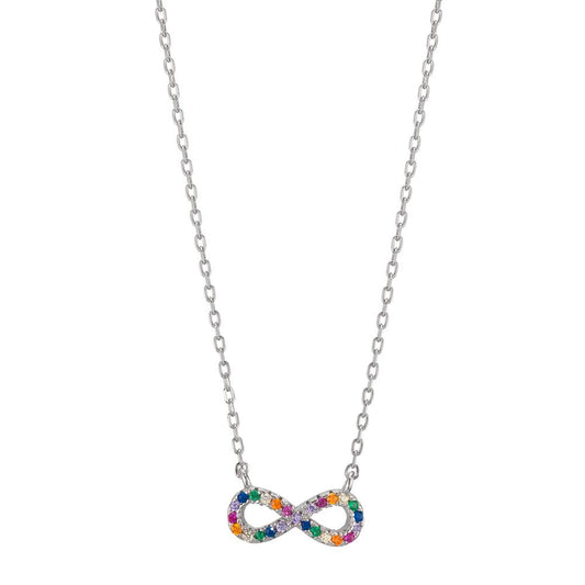 Collana Argento Zirconia colorato rodiato Infinito 42-45 cm