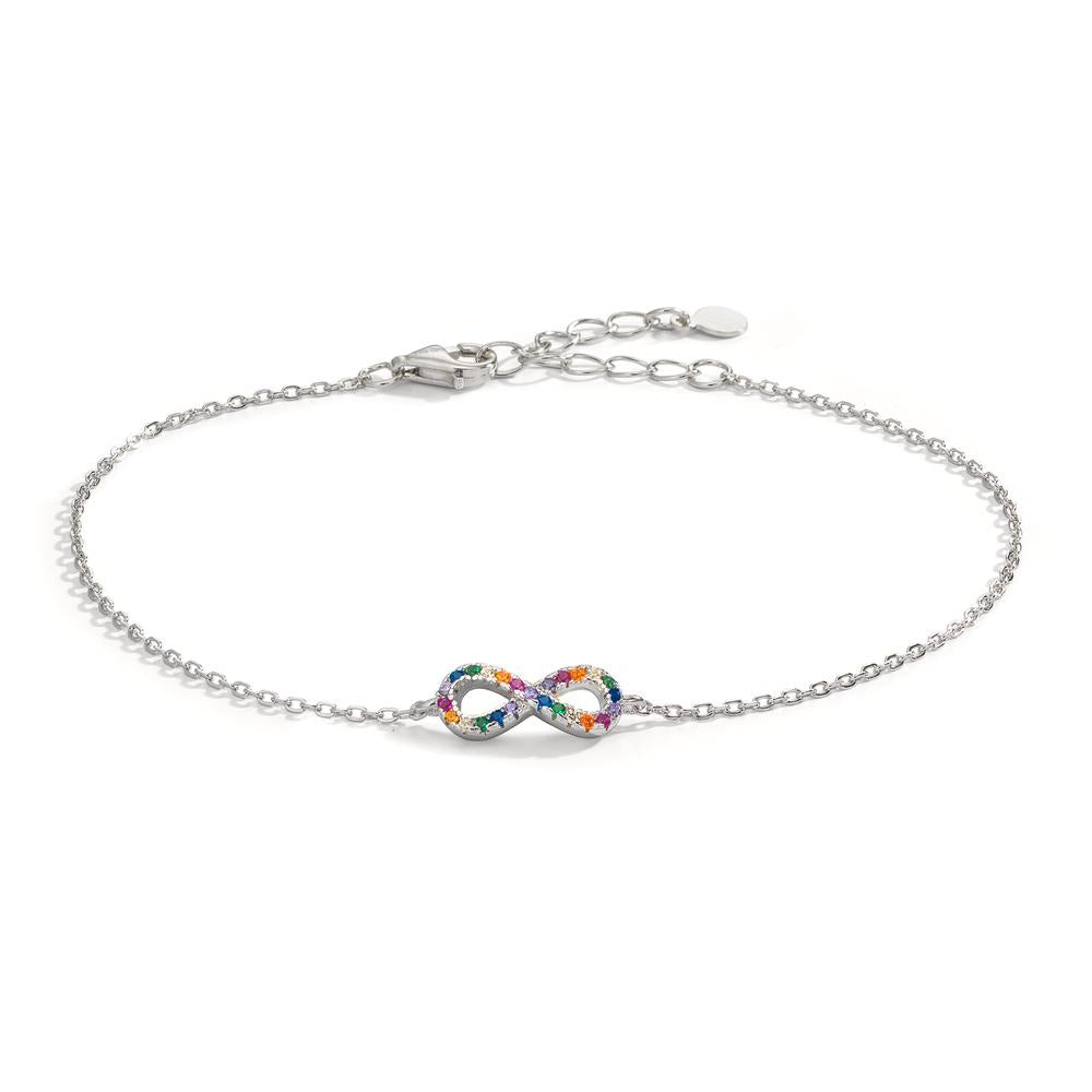 Bracciale Argento Zirconia colorato rodiato Infinito 16-20 cm