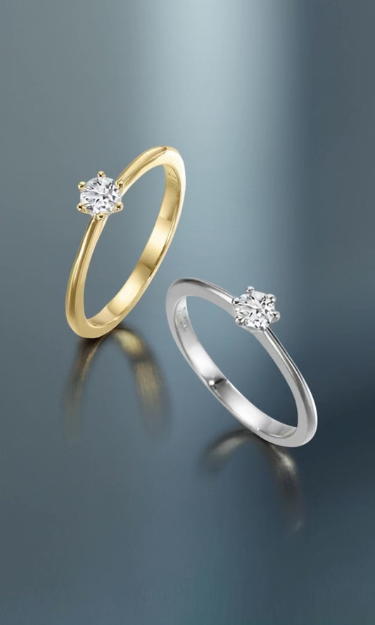 Anello solitario Oro bianco 750/18 carati Diamante 0.20 ct, w-si