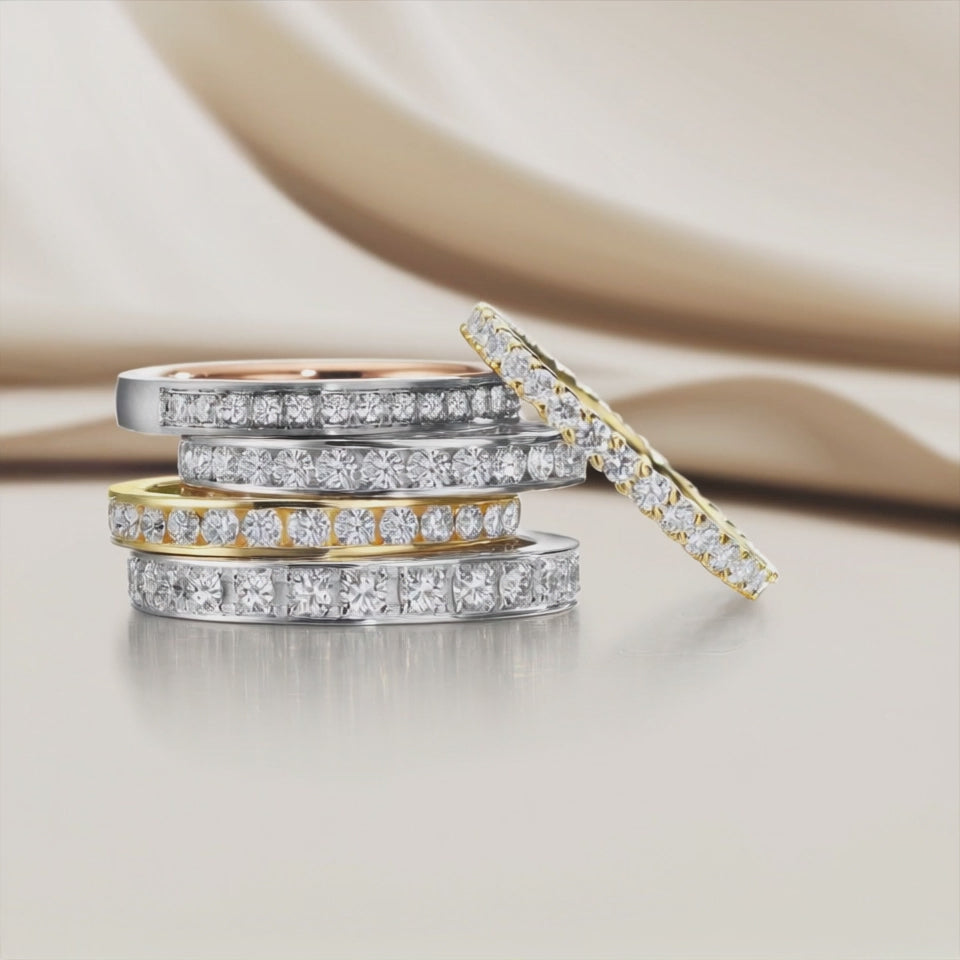 Anelli di memoria Oro giallo 750/18 carati Diamante bianco, 1 ct, 33 pietra, [Brillant], w-si