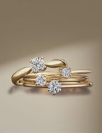 Anello solitario Oro giallo 750/18 carati, Oro bianco 750/18 carati Diamante 0.15 ct, w-si