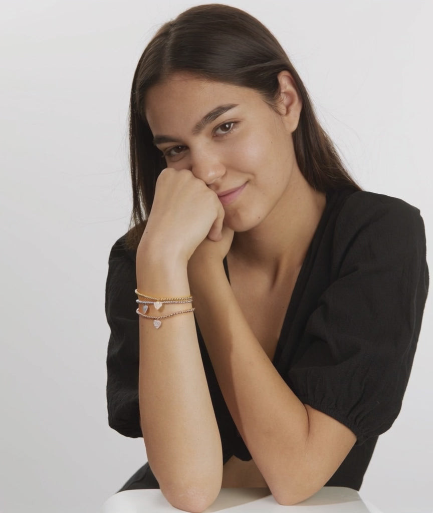 Bracciale Argento Zirconia rosa dorato Cuore