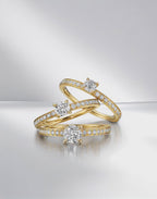 Anello solitario Oro giallo 750/18 carati Diamante 0.34 ct, 17 pietra, w-si