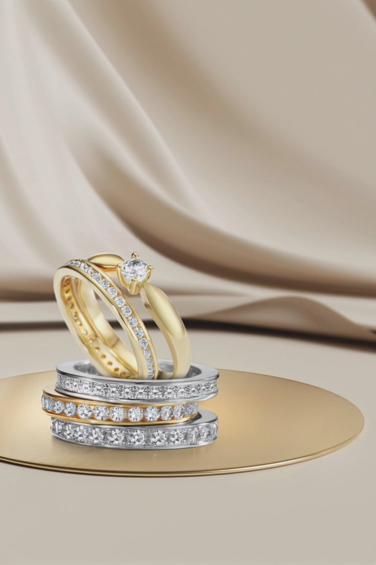 Anelli di memoria Oro giallo 750/18 carati Diamante bianco, 1 ct, 33 pietra, [Brillant], w-si