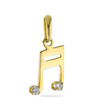 Ciondolo Oro giallo 750/18 carati Diamante 0.04 ct, 2 pietra, w-pi1 Nota musicale-516579