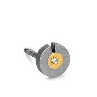 Orecchini a bottone 1 pz Oro giallo 750/18 carati, Titanio Diamante 0.01 ct, w-si Ø5.5 mm-525495