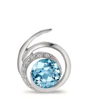 Ciondolo Oro bianco 750/18 carati Topazio blu, Diamante 0.035 ct, 6 pietra, [Brillant], w-si-558140