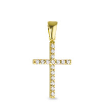 Ciondolo Oro giallo 750/18 carati Zirconia 16 pietra Croce-577496