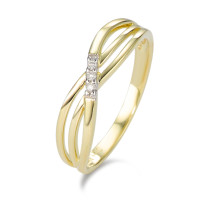 Anello Oro giallo 375/9K Diamante bianco, 0.025 ct, 3 pietra, [Brillant], p1-583671