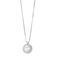Collana Oro bianco 750/18 carati Diamante 0.18 ct, w-si Perla coltivata d'acqua dolce 39-42 cm-590812