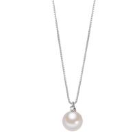 Collana Oro bianco 750/18 carati Diamante 0.01 ct, w-si Perla coltivata d'acqua dolce 39-42 cm-590815