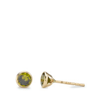 Orecchini a bottone Oro giallo 585/14 kt Zirconia verde, 2 pietra Ø4.3 mm-591885
