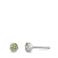 Orecchini a bottone Acciaio inossidabile Zirconia verde chiaro, 2 pietra Ø5 mm-594010