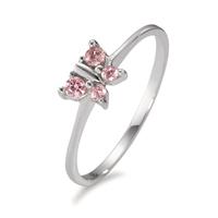 Anello Argento Zirconia rosa, 4 pietra rodiato Farfalla-595457