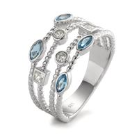 Anello Argento Zirconia blu, 8 pietra rodiato-595513